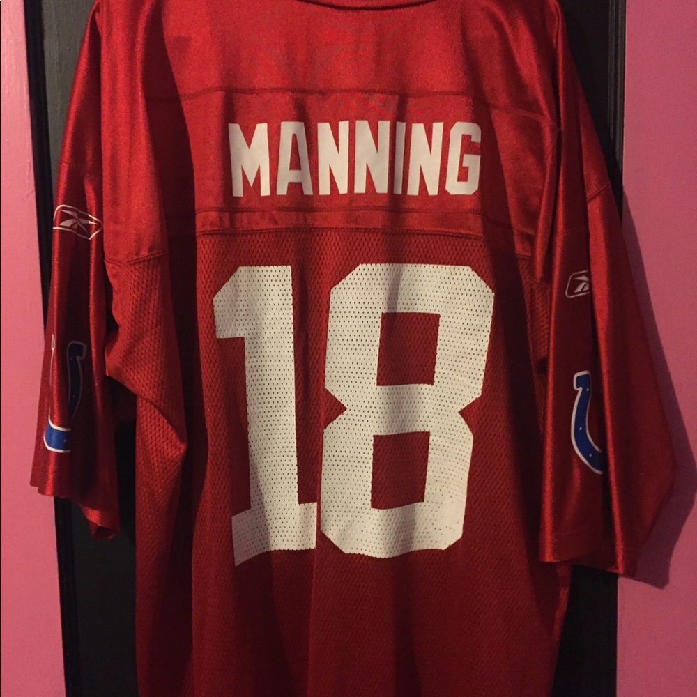 Red and white colts Manning jersey like new